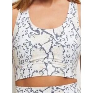 Allfenix Anthropologie Long Line Sports Bra Size Small Reptile Snake Print Cream